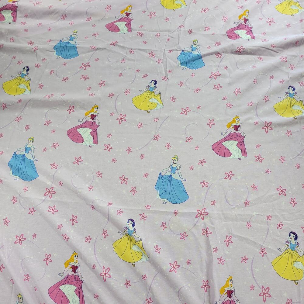 VINTAGE Disney Princess Twin Sheet Set Pink Fitted‎ Flat Made in USA